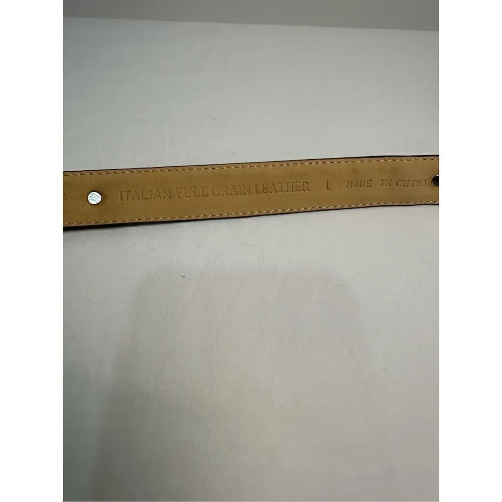 Woolrich 1’ Italian leather brown belt with silver accents size 38”. #5-1094